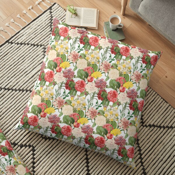 Vintage Floral Pattern 1 | Multicolored Flowers | Vintage Flowers | Floor Pillow