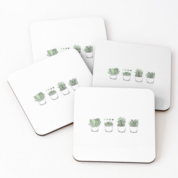 Tiny Potted Succulents and Gradient Coasters (Set of 4)
