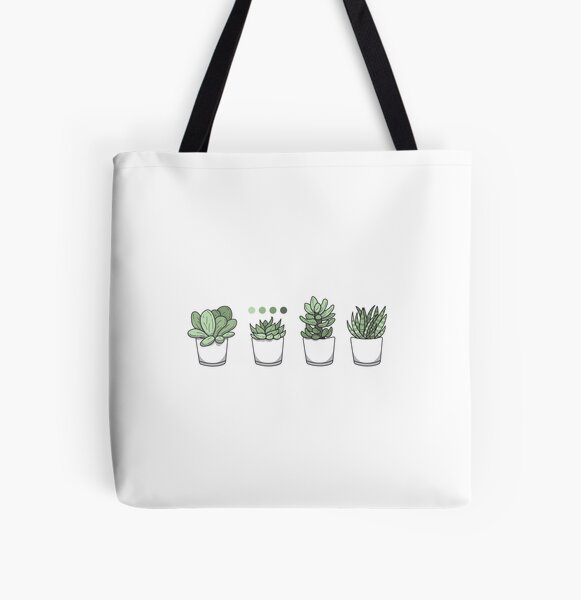 Tiny Potted Succulents and Gradient All Over Print Tote Bag