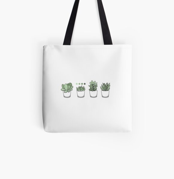 Tiny Potted Succulents and Gradient All Over Print Tote Bag