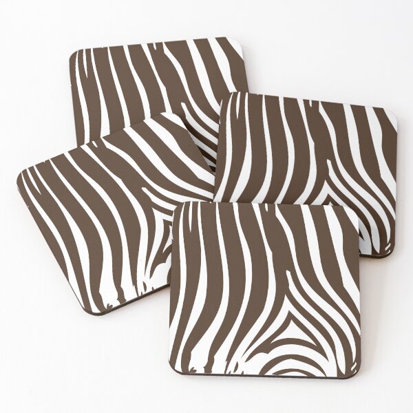 Zebra Stripes | Zebra Print | Animal Print | Chocolate Brown and White | Stripe Patterns | Striped Patterns | Coasters (Set of 4)