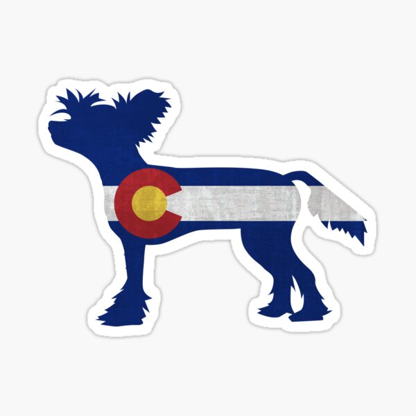 Chinese Crested Dog Colorado Flag Sticker