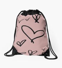 Pattern of handwritten hearts by Harry Styles Drawstring Bag