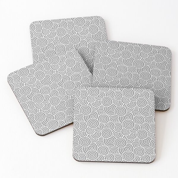 Chinese Spiral Pattern | Swirls | Grey and White | Coasters (Set of 4)