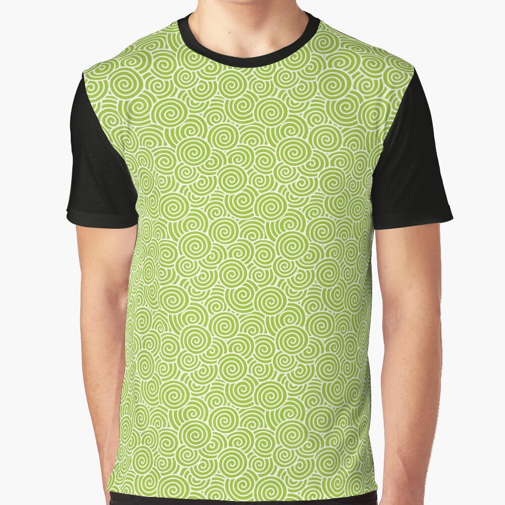 Chinese Spiral Pattern | Swirls | Lime Green and White | Graphic T-Shirt