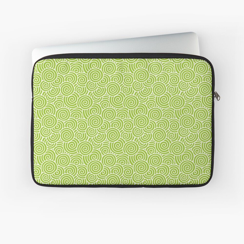 Chinese Spiral Pattern | Swirls | Lime Green and White | Laptop Sleeve