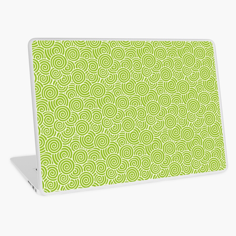 Chinese Spiral Pattern | Swirls | Lime Green and White | Laptop Skin