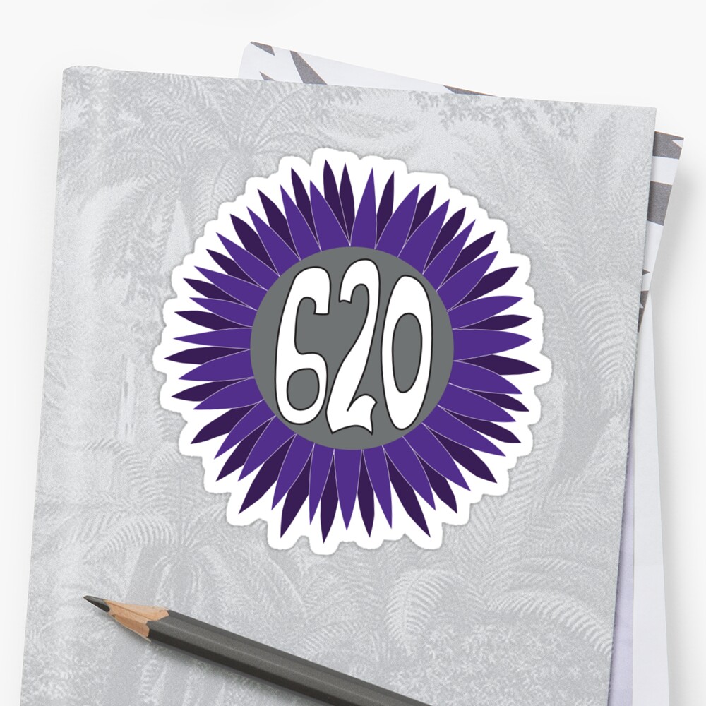 Hand Drawn Kansas Sunflower 620 Area Code Purple Sticker By Itsrturn