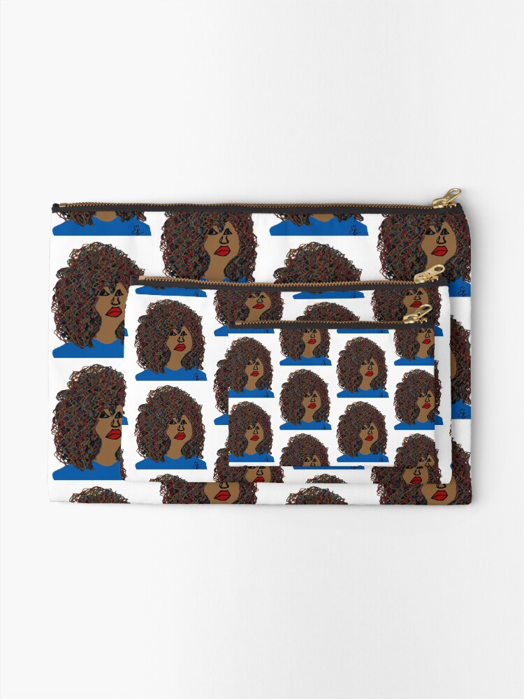 Alternate view of Curlyhair Curly Girl Brown Skin Reddish Natural Hair Queen Zipper Pouch