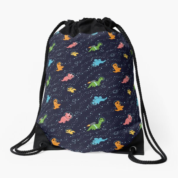 Dinosaurs In Space Pattern Drawstring Bag