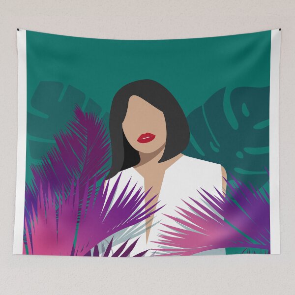 Item preview, Woman surrounded by tropical plants designed and sold by ArtbyJodlana.