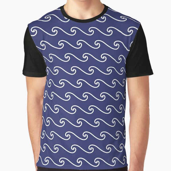 Wave Pattern | Abstract Waves | Nautical Patterns | Ocean Waves | Navy Blue and White |  Graphic T-Shirt