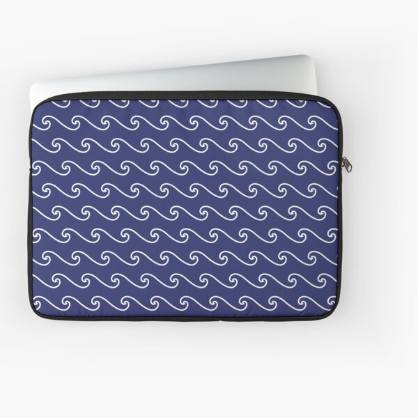 Wave Pattern | Abstract Waves | Nautical Patterns | Ocean Waves | Navy Blue and White | Laptop Sleeve