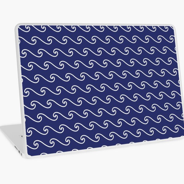 Wave Pattern | Abstract Waves | Nautical Patterns | Ocean Waves | Navy Blue and White | Laptop Skin