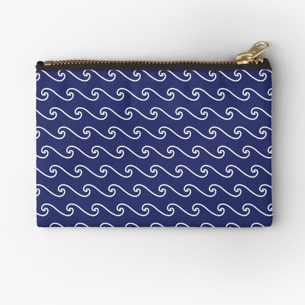 Wave Pattern | Abstract Waves | Nautical Patterns | Ocean Waves | Navy Blue and White | Zipper Pouch