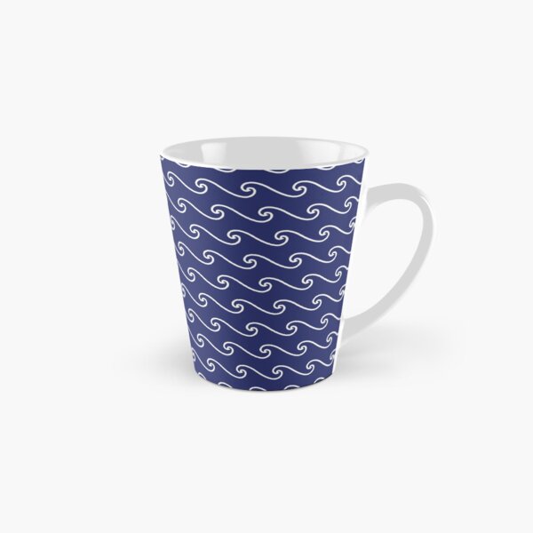 Wave Pattern | Abstract Waves | Nautical Patterns | Ocean Waves | Navy Blue and White | Tall Mug