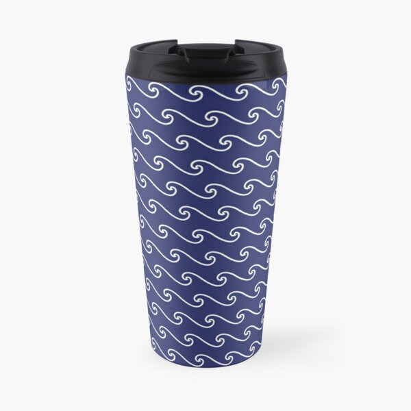 Wave Pattern | Abstract Waves | Nautical Patterns | Ocean Waves | Navy Blue and White |  Travel Mug