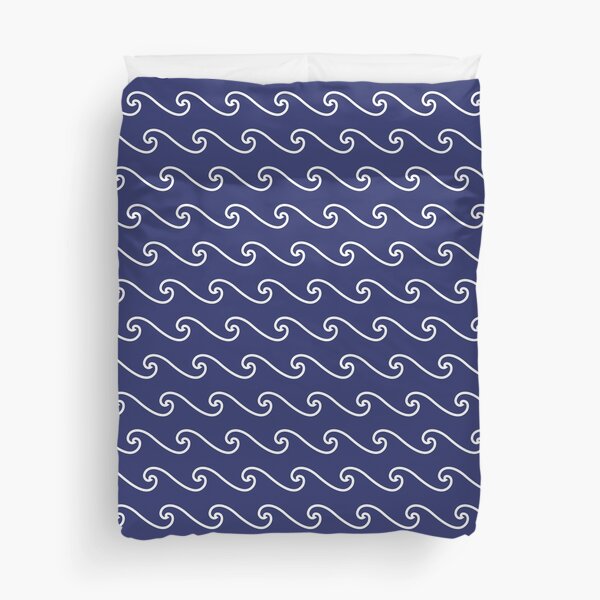 Wave Pattern | Abstract Waves | Nautical Patterns | Ocean Waves | Navy Blue and White |  Duvet Cover