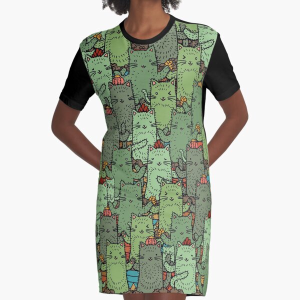 Catcus Garden Graphic T-Shirt Dress