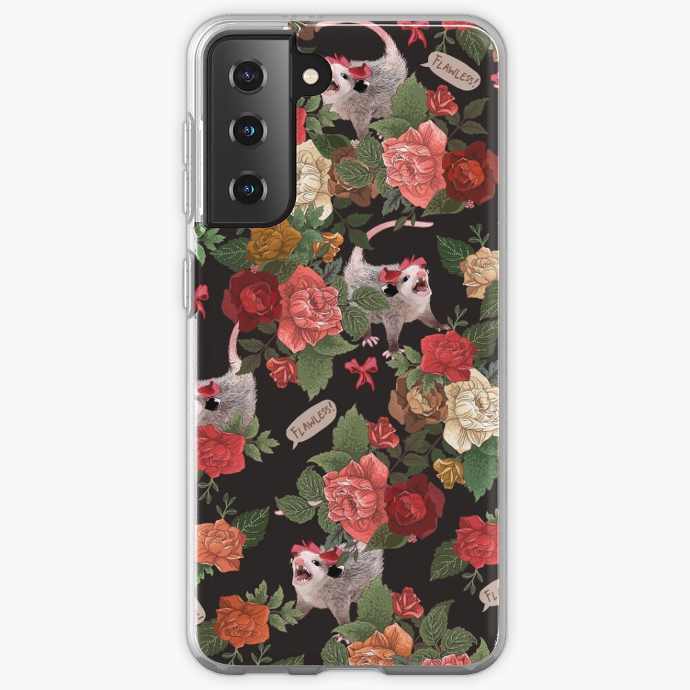 Opossum Floral Pattern (with text) Case & Skin for Samsung Galaxy