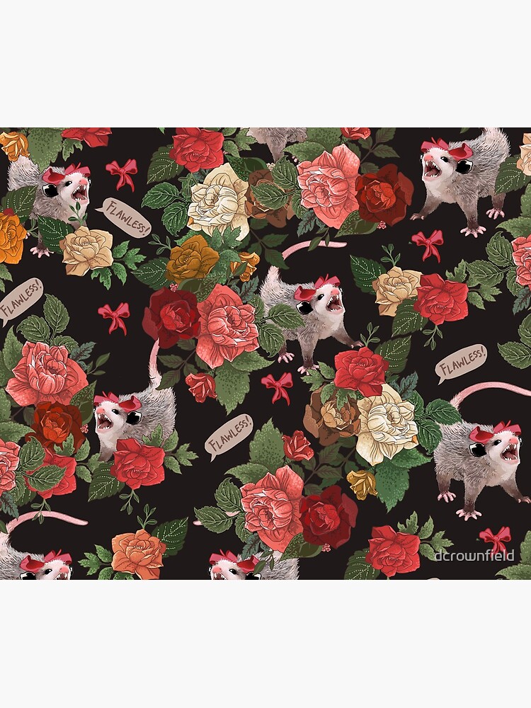 Opossum Floral Pattern (with text) by dcrownfield