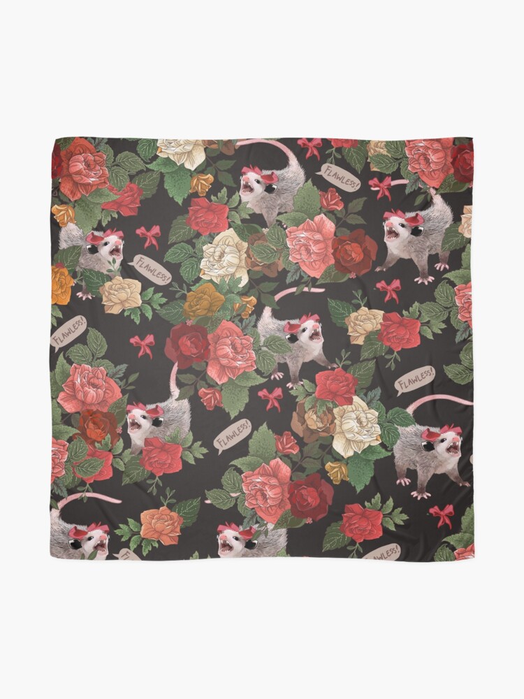 Alternate view of Opossum Floral Pattern (with text) Scarf