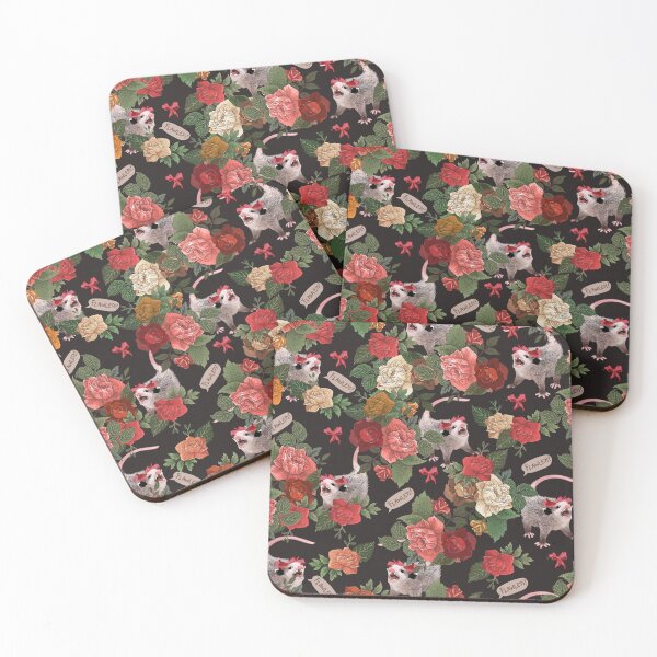Item preview, Opossum Floral Pattern (with text) designed and sold by dcrownfield.