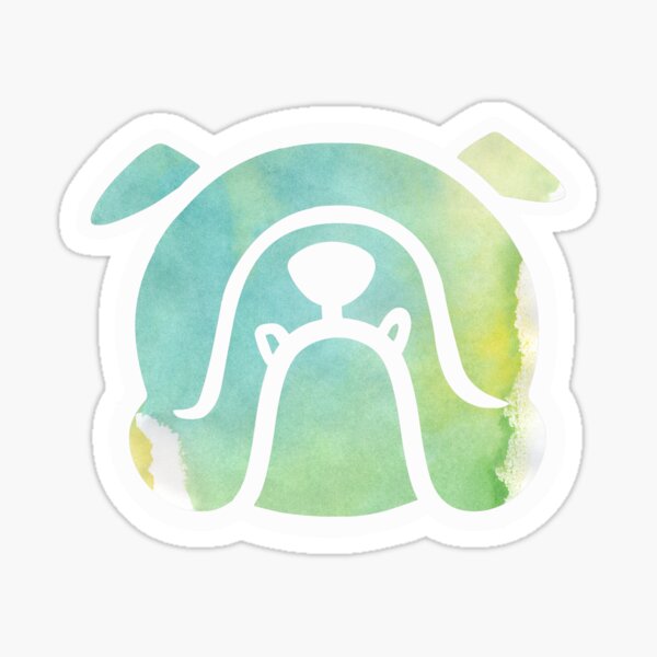 English Bulldog - blue & green watercolors with pink background - smooshfaceunited Sticker