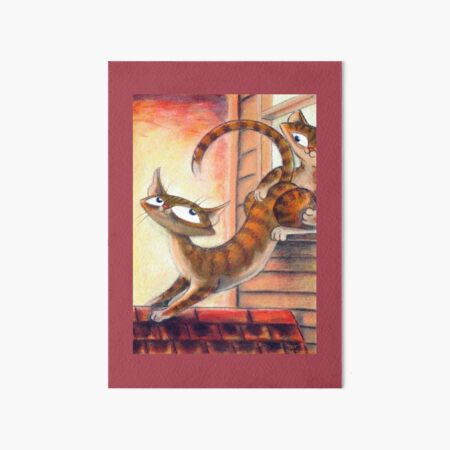 Roof Top Cats - Right Panel Art Board Print