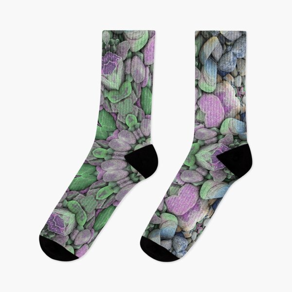 Item preview, Abstract Beach Pebbles Mosaic Flower Shape Mandala Biophilic Design Green and Lilac designed and sold by Beachy.