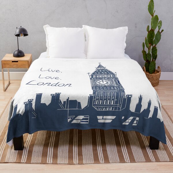 Item preview, Live Love London Quote Big Ben Linocut Blue andWhite designed and sold by Maddy Bennett.