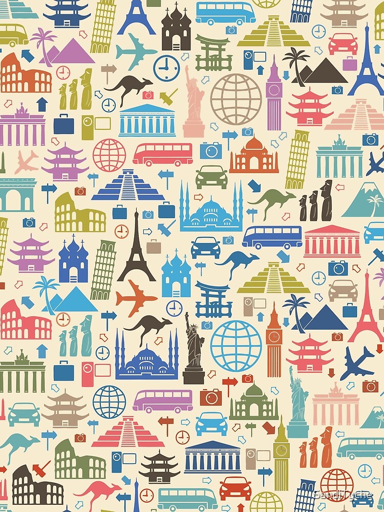 Thumbnail 3 of 3, Scarf, Icons of Travel designed and sold by SandiTyche.