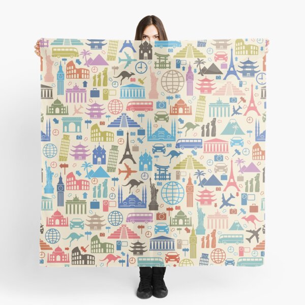 Vista previa del artículo con la obra «Iconos de viajes», diseñado y vendido por Pink Pineapple Works.