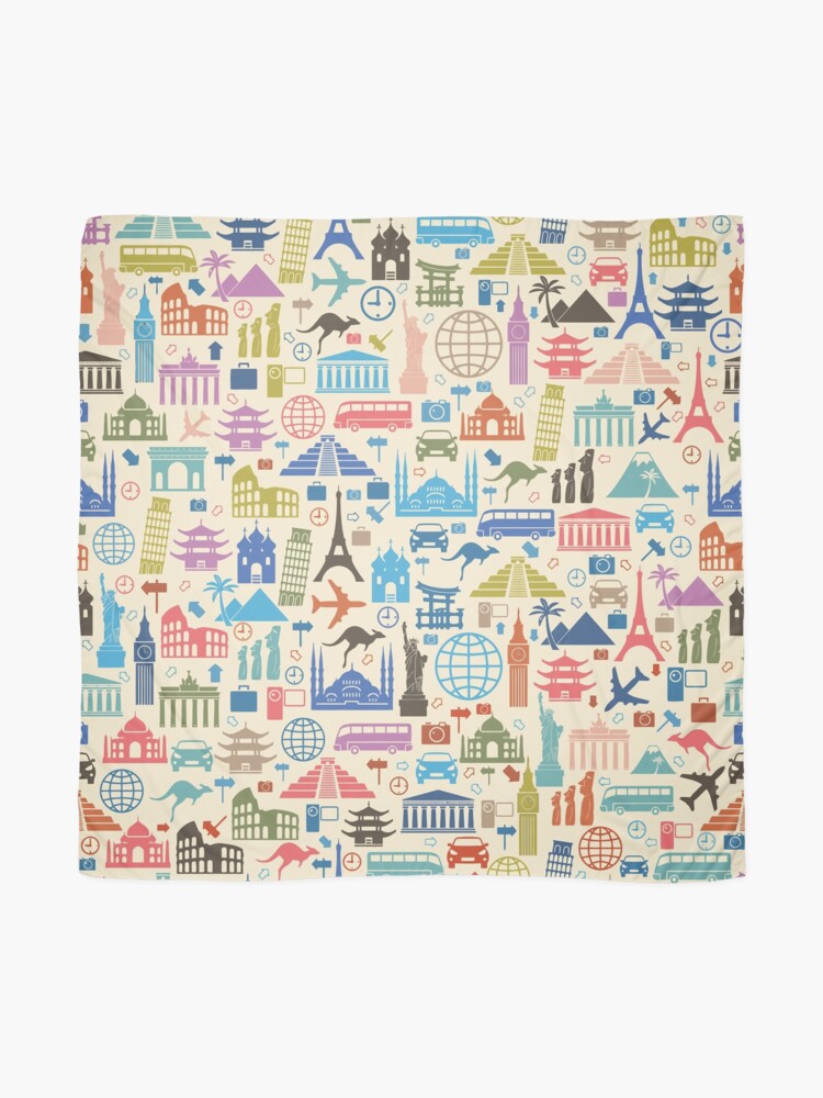 Thumbnail 2 of 3, Scarf, Icons of Travel designed and sold by SandiTyche.