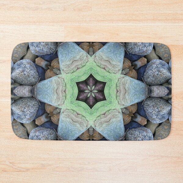 Item preview, Beach Pebbles Abstract Biophilic Design Mosaic in Colors Blue Greige Beige Gray Stone Lime  designed and sold by Beachy.