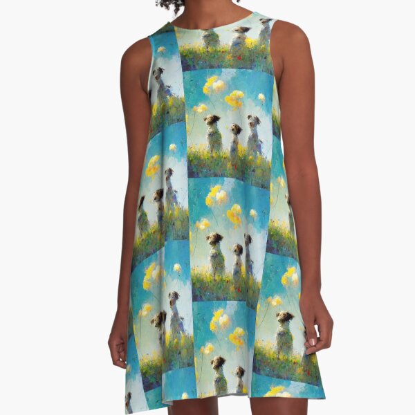 Who Let the Dogs Out? by Tale Teller Servalan Red Yellow Flowers Fun A-Line Dress