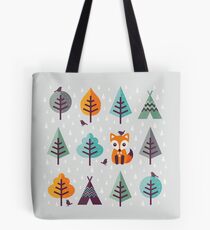 Fox in the Forest - on Gray Tote Bag