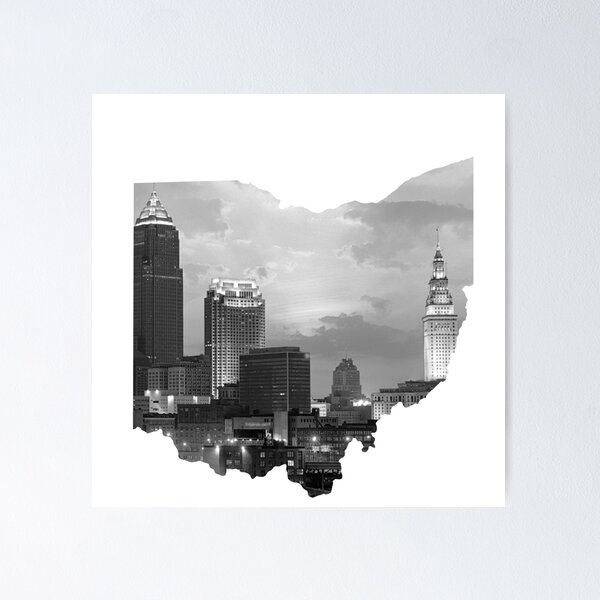 Item preview, Cleveland Skyline in Ohio Shape designed and sold by garnettdesigns.