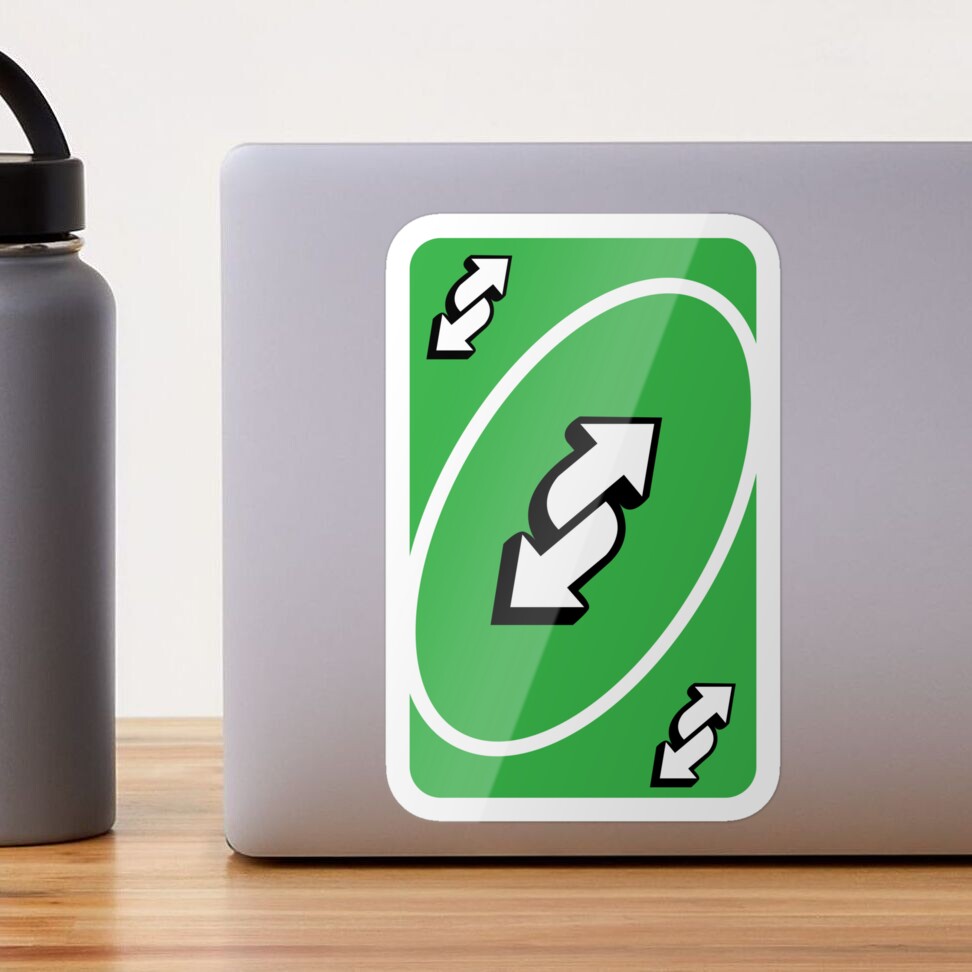 UNO Reverse card - Green Sticker for Sale by crossesdesign