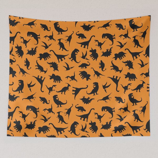 Item preview, Fun Dinosaur Pattern (Black On Orange) designed and sold by jezkemp.