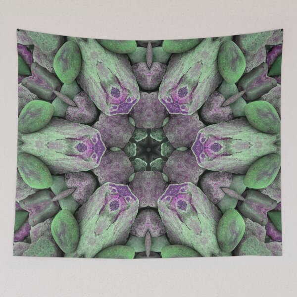 Item preview, Mosaic Abstract Beach Pebbles Flower Shape Mandala Biophilic Design Green and Lilac designed and sold by Beachy.
