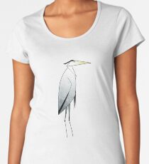 Camiseta premium de cuello ancho Patrón de garza