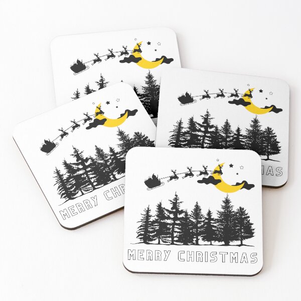 Item preview, Santa Flying in the Sky with Reindeers designed and sold by Coffee Lifestyle.