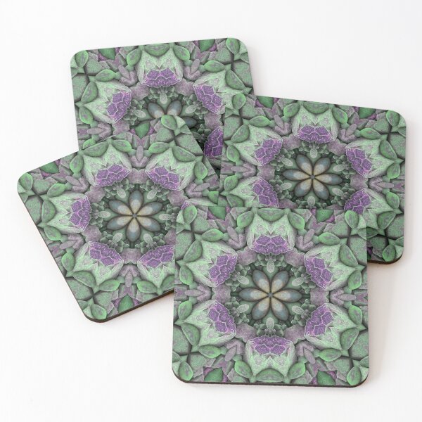 Item preview, Flower Shape Abstract Beach Pebbles Mosaic Maximalist Style Green and Lilac designed and sold by Beachy.