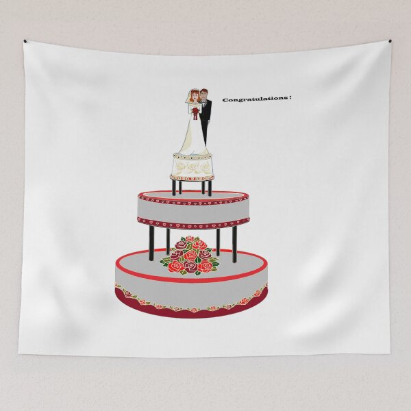 Item preview, Congradulations Wedding Cake with Bride and Broom designed and sold by judy snyder.