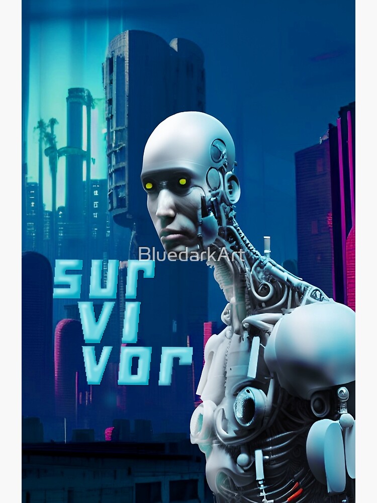 Cyborg Survivor Humanoid Robot in Nuclear City Destruction by BluedarkArt