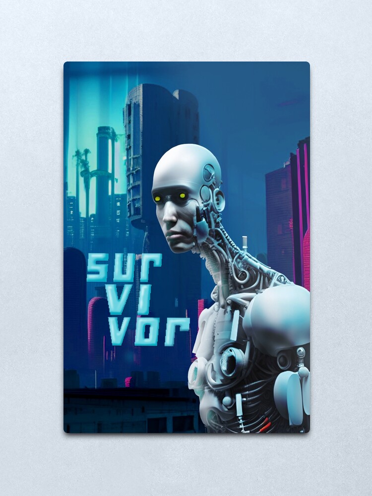 Alternate view of Cyborg Survivor Humanoid Robot in Nuclear City Destruction Metal Print