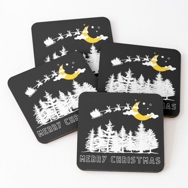 Item preview, Santa Flying in the Sky with Reindeers designed and sold by Coffee Lifestyle.