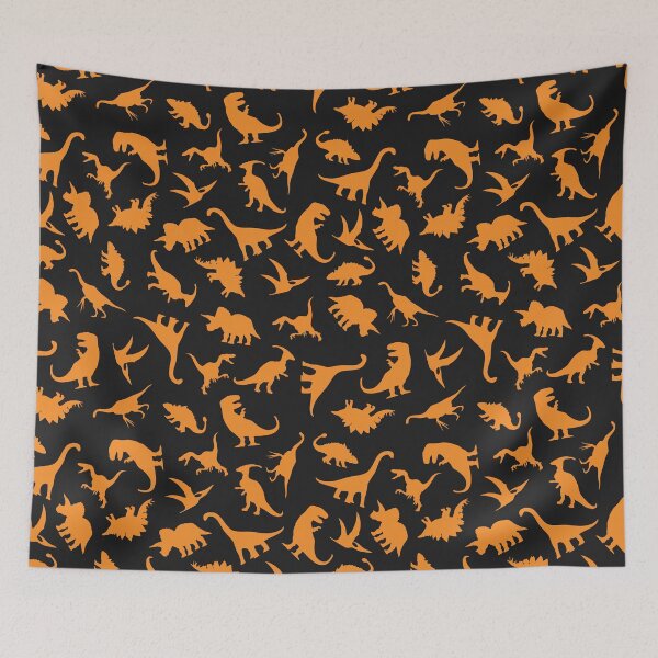 Item preview, Fun Dinosaur Pattern (Orange On Black) designed and sold by jezkemp.