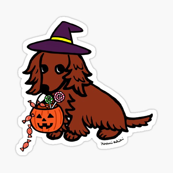 Cute Halloween Dachshund Witch's Hat Sticker